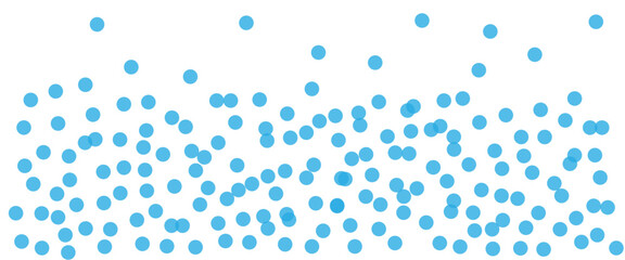 Blue round confetti on white background. Festive day backdrop. Flat lay style with minimalistic design. 