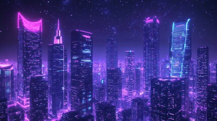 Fototapeta premium Neon Cityscape at Night (3)