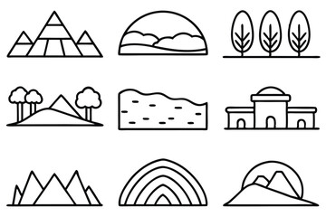 Plains Line Art Creative Landscape Sketch for Nature Themed Illustration  