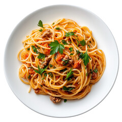 spaghetti with tomato sauce and basil