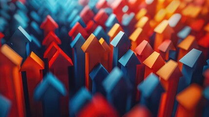 Obraz premium A vibrant abstract representation of upward arrows symbolizing growth and progress.