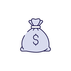 Coin Sack icon design with white background stock illustration