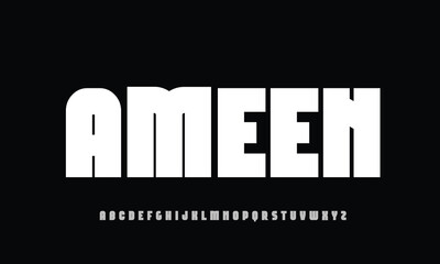 Ameen vector font alphabet with numbers