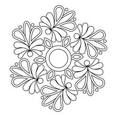 Cosmic Universe Mandala in Black and White Coloring Book Page