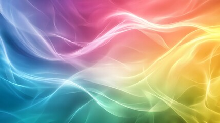 Obraz premium Abstract Wavy Lines in Rainbow Spectrum Colors with Dynamic Lighting and Smooth Gradient Background