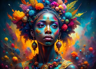 Naklejka premium A Captivating Journey Through Surreal Black Art 60 Vibrant Paintings and Sculptures Unveiling Abstract Expressions