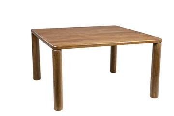 wooden table isolated on white background A Square Wooden Side Table With Featured Wood Top 