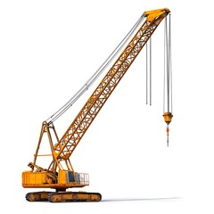 Working crane isolated on white background