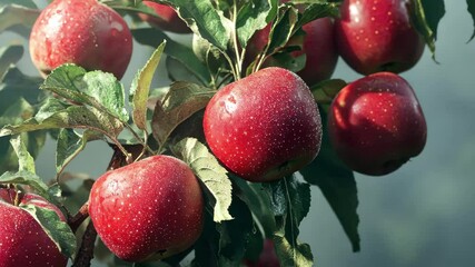 Fresh red apple tree growing in a seamless timelapse, showcasing lush foliage and vibrant fruit, fresh red apple tree seamless ing time lapse virtual video Background