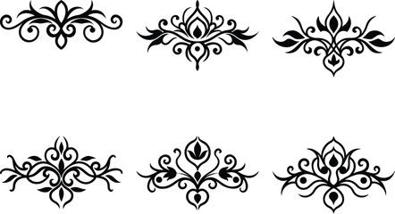 Baroque Swirl Accent ornament set on white background