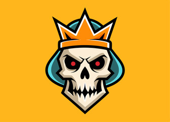 Vintage monochrome prince skull in crown vector cartoon illustration. skull wearing crown black and white isolated.