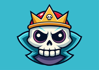 Fototapeta premium Vintage monochrome prince skull in crown vector cartoon illustration. skull wearing crown black and white isolated.