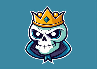 Vintage monochrome prince skull in crown vector cartoon illustration. skull wearing crown black and white isolated.
