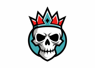 scary skull wearing crown illustration. skull with crown Vector illustration.