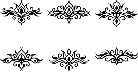 Baroque Swirl Accent ornament set on white background