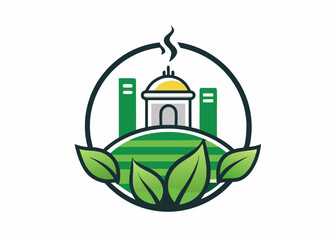 Bio gas Plant factory storage ecology factory green energy symbols concept Sketch Hand drawn single line art use for logo illustration style.