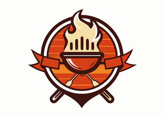 BBQ or grill tools icon. Barbecue fork with spatula. minimalist logo, Icon, element.