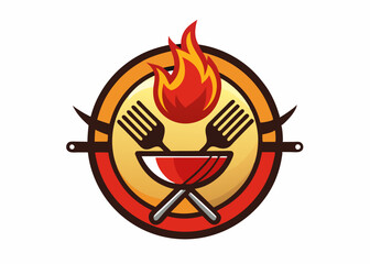 Steak House, barbecue restaurant logo, poster. BBQ trendy logo with barbecue grill. Barbecue BBQ Smoke and Grill Vintage Design