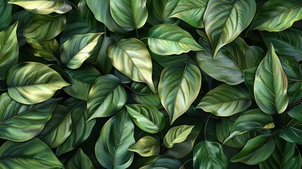 Obraz premium A dense arrangement of green leaves showcasing various shapes and shades.