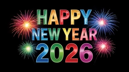 Happy new year 2026 .2026 Typography design. 3d render of 2026.New Year celebration. Colorful text design with simple background. Premium letter 2026 design.	