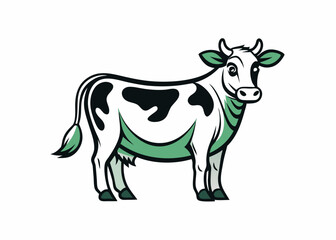 Cow hand drawn Sketch. Hand drawn watercolor painting of a cow isolated on white background.