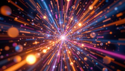 Fototapeta premium A surreal visualization of light bursting through darkness with a twinkling effect.