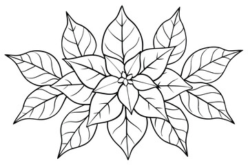 Poinsettia Leaf Line Art Decorative Element for Winter Design 