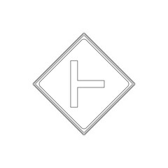 標識の線画単品イラスト　├形道路交差点あり