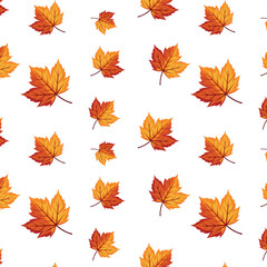 Obraz premium Vector seamless pattern autumn leaves of different sizes