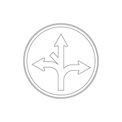 標識の線画単品イラスト　指定方向以外進行禁止