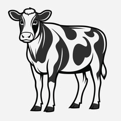 Farm Cow Silhouette Clean Holstein Dairy Illustration