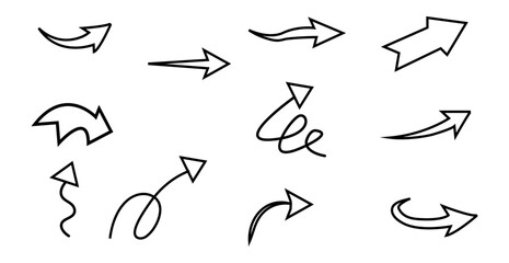 vector set of hand drawn arrows element.