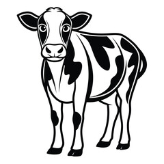 Holstein Cattle Vector Minimalist Black Silhouette Art
