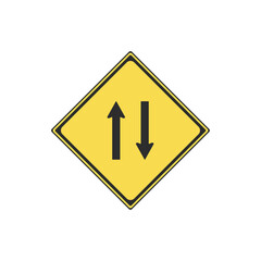 標識のカラー単品イラスト　二方向交通