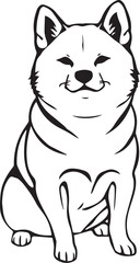 Shiba Inu dog. Hand drawn vector illustration	