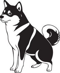 Shiba Inu dog. Hand drawn vector illustration	