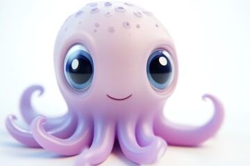 Adorable 3D rendered cartoon octopus with big eyes and a cute smile.