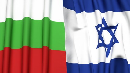 Flags of BULGARIA and Israel with realistic cloth texture