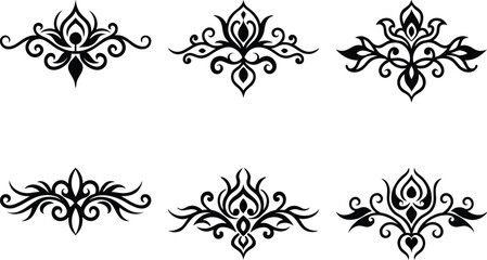 Obraz premium Baroque Swirl Accent ornament set on white background