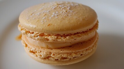 An alluring display of macarons is presented. The macarons are small, colorful, and have a smooth, rounded top with a characteristic ruffled edge