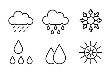 Precipitation Line Art Illustration Simple Design for Nature Representation  
