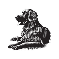 Minimalist Flat Coated Retriever Vector Silhouette - Flat-Coated Retriever Illustration - Flat-Coated Retriever Dog Art.