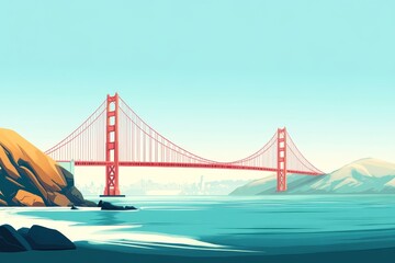 Obraz premium Golden Gate Bridge landscape, serene coastal view