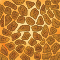 Abstract Watercolor Illustration of Organic Brown Shapes