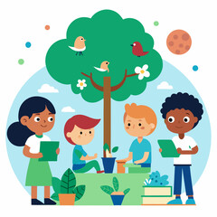 children playing in the garden