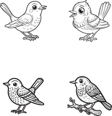 Playful Cartoon Bird Silhouettes – A Whimsical Vector Collection