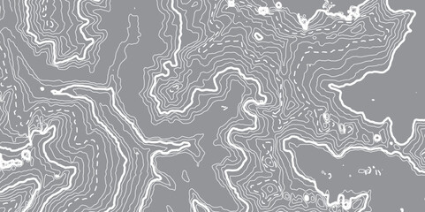 Modern Abstract Seamless Pattern with Topographic Lines and Sea Map Detailing, Featuring Mounted Map Area and Geometric Grid Landscape on a White Background