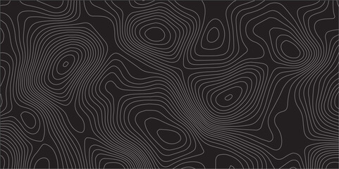 Abstract Topographic Seamless Pattern with Geometric Lines and Sea Map Design, Featuring Mounted Map Area and Grid Technology on a Bold Black Background