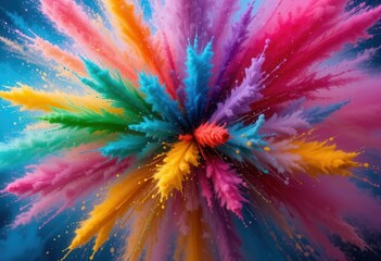 Colorful explosion of vibrant powders creating an abstract artistic display