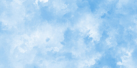 Abstract Sky blue watercolor background. Artistic blue watercolor splash. Sky with clouds. Cloud landscape blue background. Watercolor scraped grungy background.